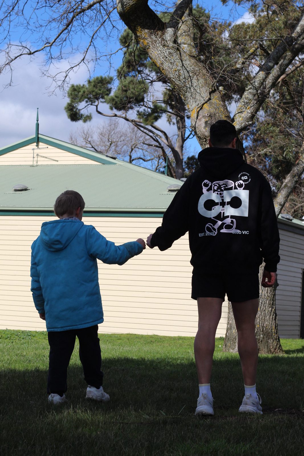 Walking through the park together after a session